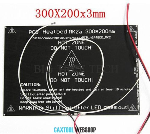 Placă de încălzire aluminiu MK2A 300*200*3.0mm + rezistorLED + cablu 60cm + termistor