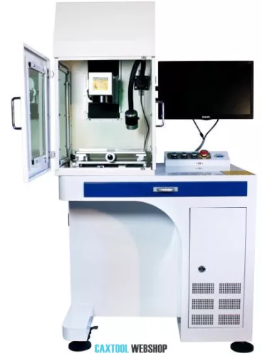 Marcator cu laser cu fibră optică cu design de birou cu geam de protecție CAXTM_FHC_50W