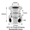 Fulie dințată 16 dinți pentru curea GT2 6mm ax metru 6mm 