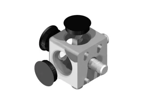 B8 Conector cubic 30x30 mm, 3D, canelură de 8 mm, kit