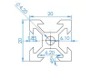 V-SLOT Profil de aluminiu 20 x 20mm, canal 6, anodizat natural
