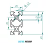 V-SLOT Profil de aluminiu 20 x 40mm, canal 6, anodizat natural